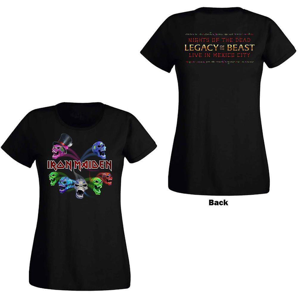 Iron Maiden Womens T Shirt Legacy Of The Beast Live Album Skulls 2 Sided